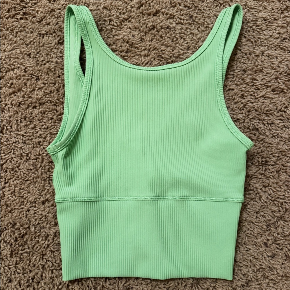 Lululemon Power Pivot reversible Green Ribbed Tank Top
